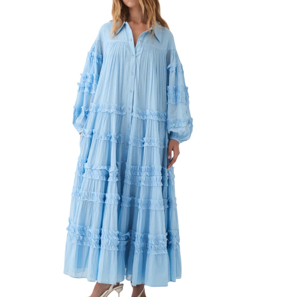 Pastiche Tiered Maxi Dress AJE US12 AU16 baby blue color oversized fit